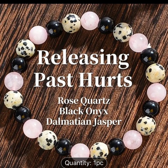 New Natural Stone Stretch Releasing Past Hurts Bracelet Quartz, Onyx And Jasper - Picture 2 of 6